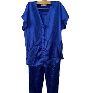 Vintage Fantasies Morgan Taylor Boyfriend Pajama Loungewear Set Blue
